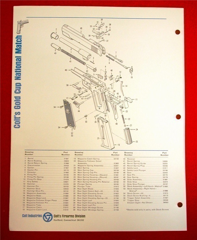 Orig Colt Gold Cup National Match Flyer Schematic-img-1