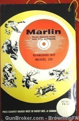 Orig Marlin Model 122 Owners Instruction Manual Hang tag-img-1