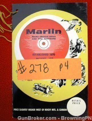 Orig Marlin Model 122 Owners Instruction Manual Hang tag-img-0