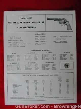 S&W Model 57 .41 Mag Magnum Intro Flyer Data Sheet-img-0