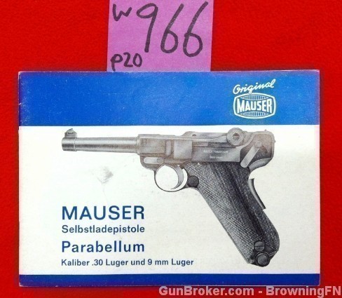 Orig Mauser Parabellum .30 9mm Luger Owners Manual-img-0
