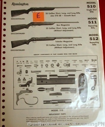 Orig Remington Model 510 511 512  Schematic Parts-img-0