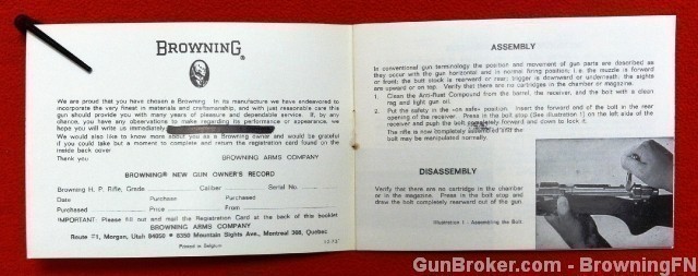 Browning Bolt Action Mauser Sako Owners Manual '73-img-1