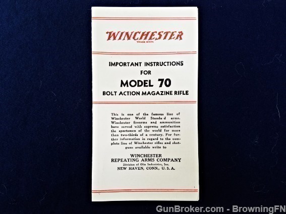 Orig Winchester Model 70 Owners Instruction Manual-img-0