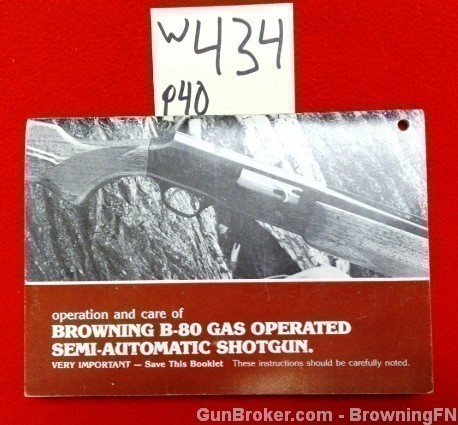 Orig Browning B-80 Semi-Auto Shotgun Owners Instruction Manual-img-0