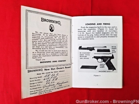 Orig Browning Nomad .22 Owners Manual 1972 22-img-1