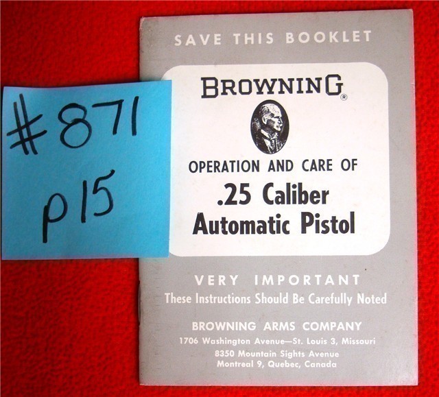 Original Baby Browning Manual .25 Caliber Automatic Pistol-img-0