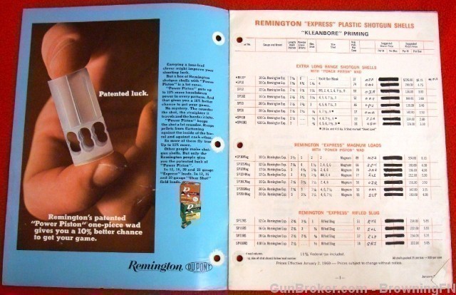 Orig Remington Price List 1969 Ammunition-img-1