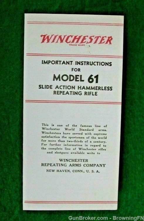 Rare Original Winchester Model 61 .22 L.R.-Long-Short-W.R.F. Owners Manual-img-0