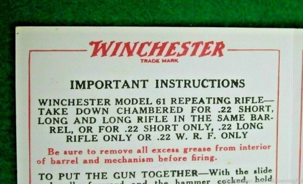 Rare Original Winchester Model 61 .22 L.R.-Long-Short-W.R.F. Owners Manual-img-2