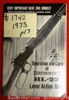 Orig 1973 Browning Owners Instruction Manual BL 22  LR Rimfire-img-0