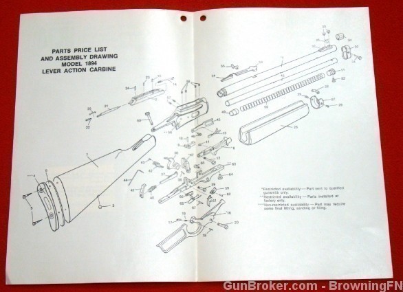 Original 1974 Marlin Parts Price List Model 1894-img-1