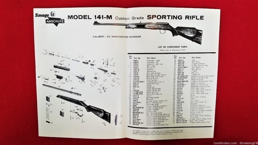 Original Savage Anschutz Model 141-M Owners Instruction Manual-img-1