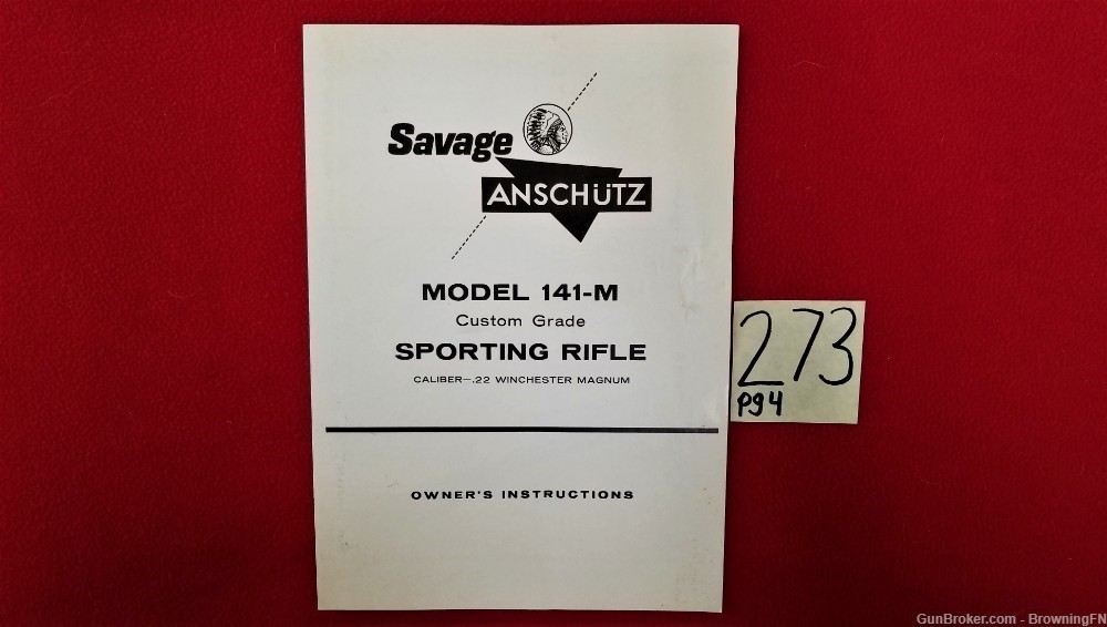 Original Savage Anschutz Model 141-M Owners Instruction Manual-img-0