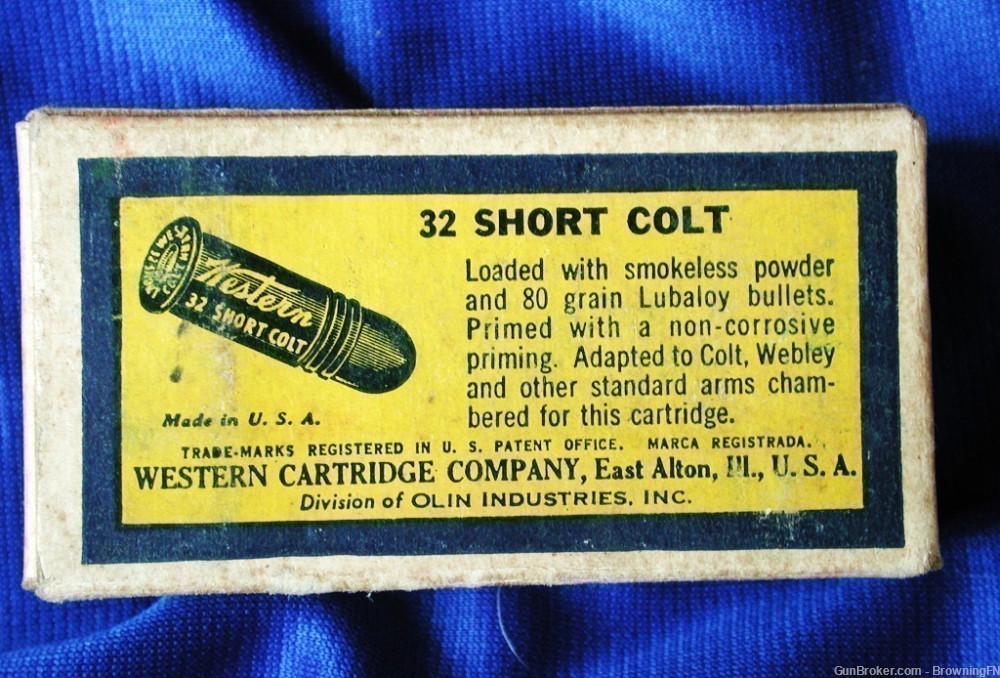 RARE .32 Short Colt Prewar Box 50 Rounds Western Bullseye -img-6