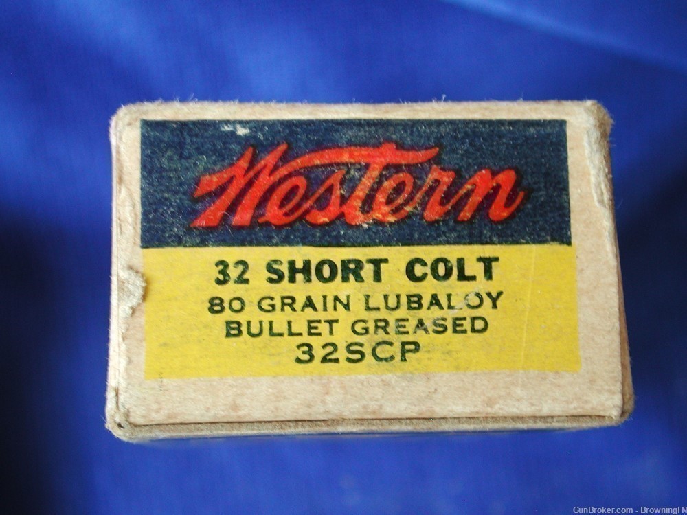 RARE .32 Short Colt Prewar Box 50 Rounds Western Bullseye -img-3