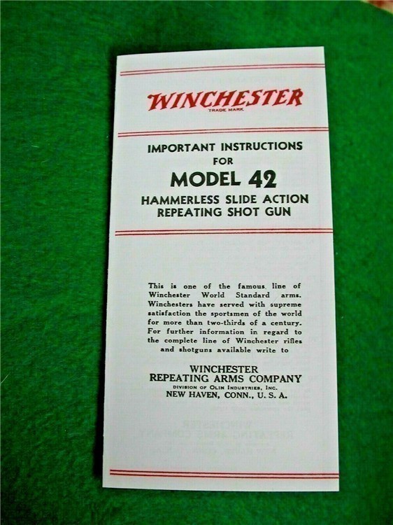Original Pre 1964 Winchester Model 42 .410 Owners Instruction Manual-img-0