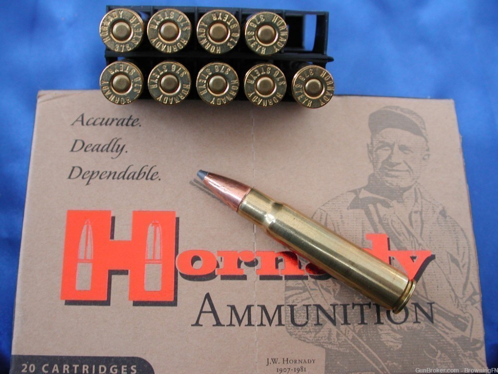 2 TWO) FULL Boxes 40 Rds .376 Steyr 225 gr Soft Point Hornady -img-0