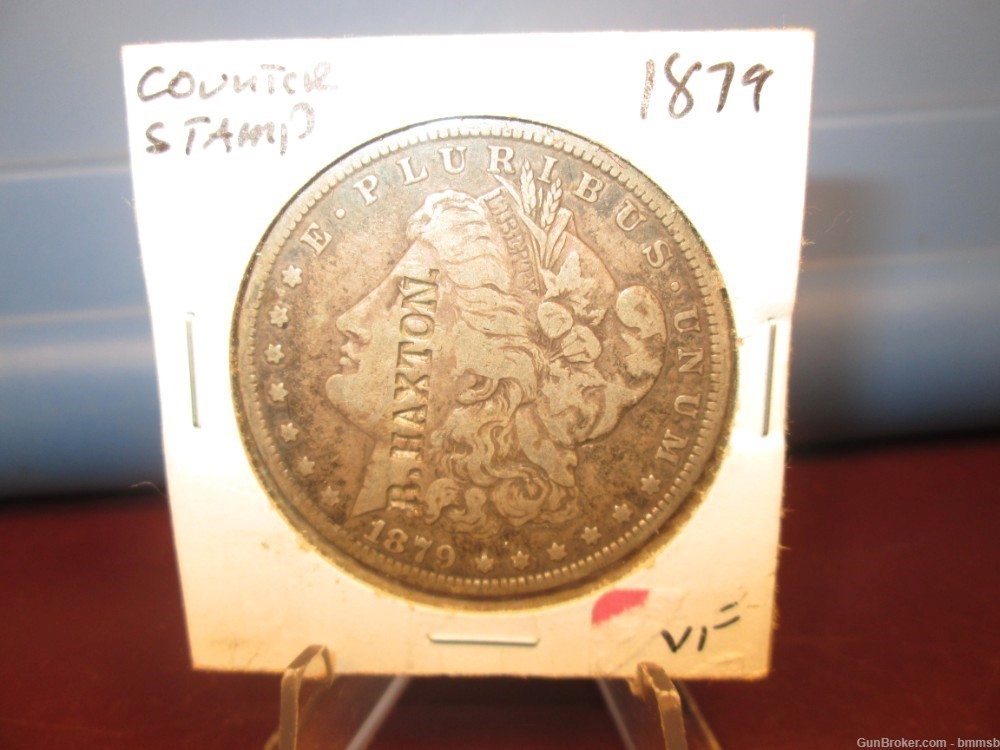 U.S. COUNTER-STAMPED 1879 MORGAN Silver Dollar, R.HAXTON-img-0
