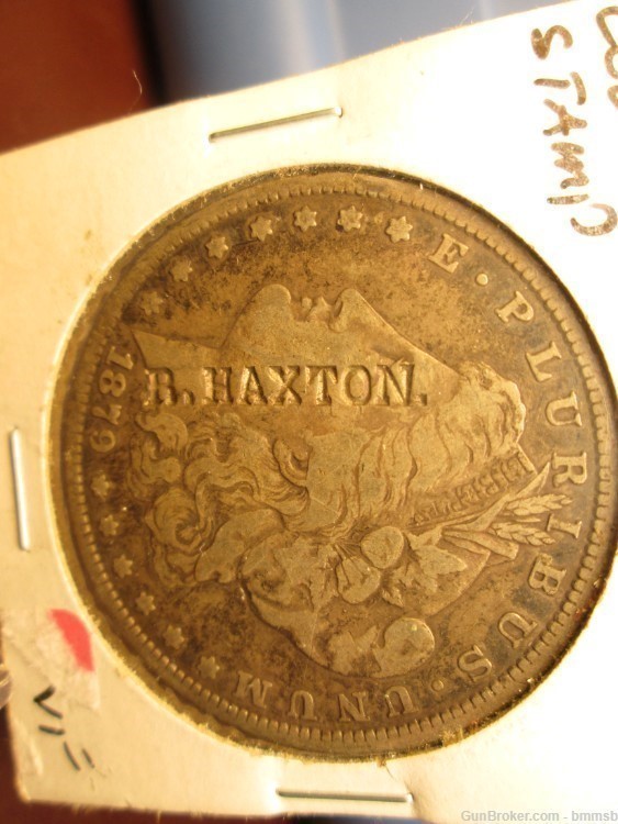U.S. COUNTER-STAMPED 1879 MORGAN Silver Dollar, R.HAXTON-img-2