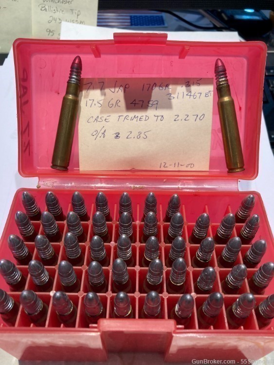 7.7 Japanese ammo, 170gr reloads. 50 rounds See photo's for spec's. -img-0