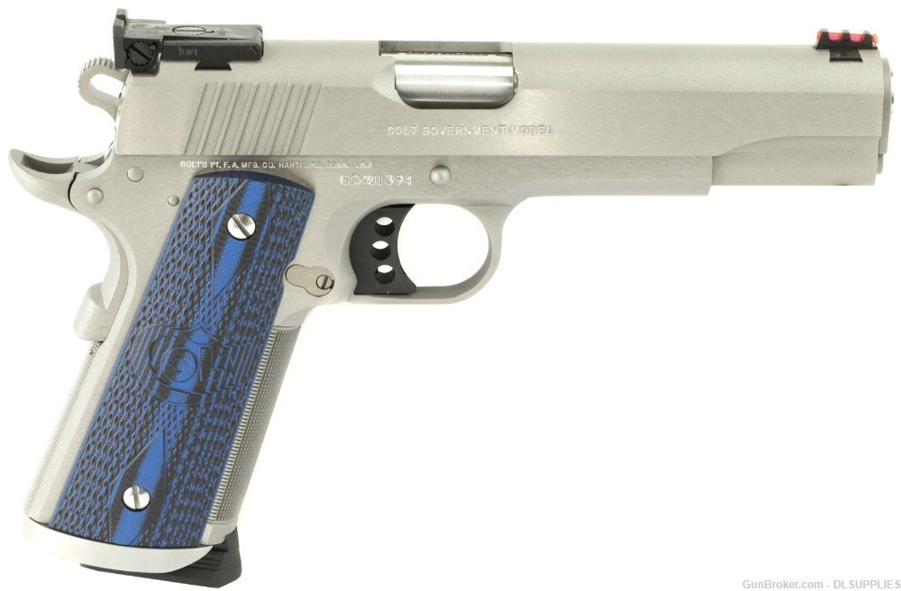 COLT 1911 GOLD CUP TROPHY STAINLESS SERIES 70" BLUE ADJ. REAR 5" BBL .45ACP-img-0