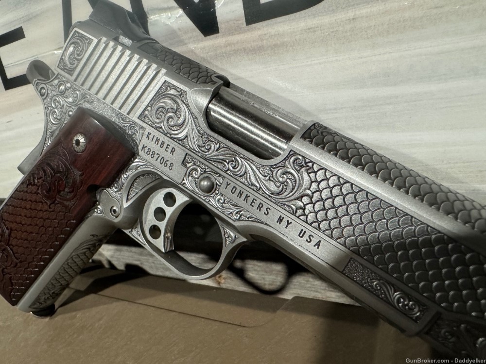 Kimber custom AAA unfired engraved pistol penny start no reserve-img-1