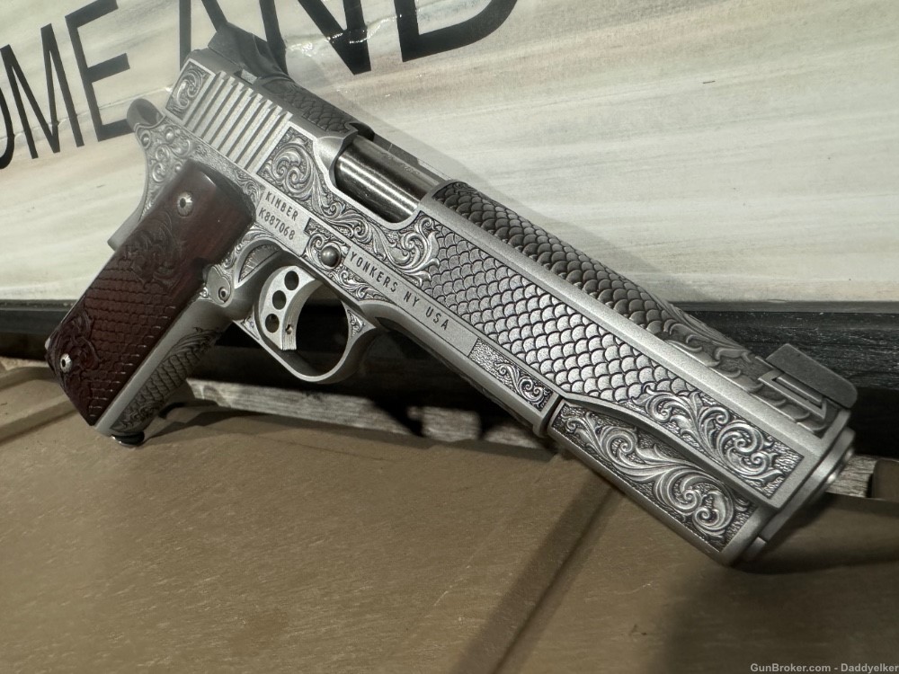 Kimber custom AAA unfired engraved pistol penny start no reserve-img-3