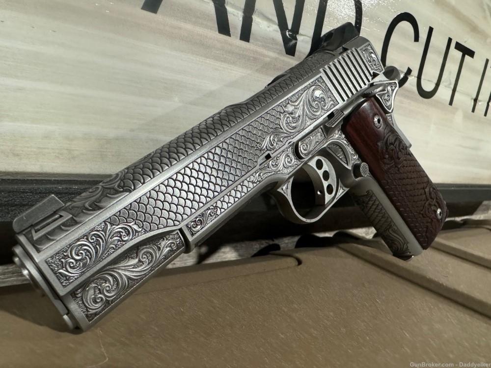 Kimber custom AAA unfired engraved pistol penny start no reserve-img-0