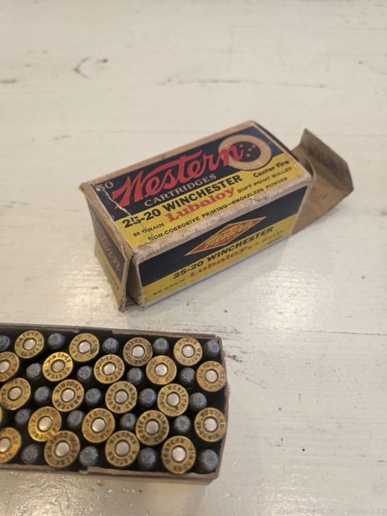 50 rds Winchester Western Lubaloy 25-20 86 gn soft point NOS Factory-img-2