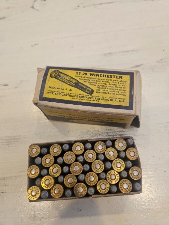 50 rds Winchester Western Lubaloy 25-20 86 gn soft point NOS Factory-img-5