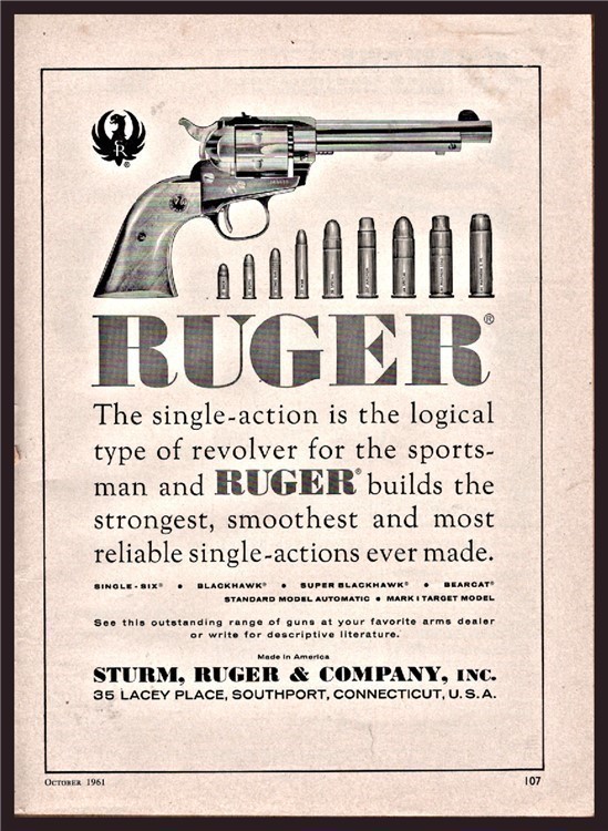 1961 RUGER Single Action Revolvers AD Blackhawk Bearcat Single-Six Mark I-img-0