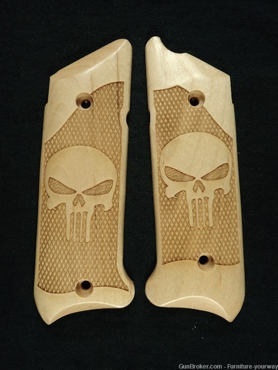 -Maple Punisher #2 Ruger Mark IV Grips Checkered Engraved Textured-img-1