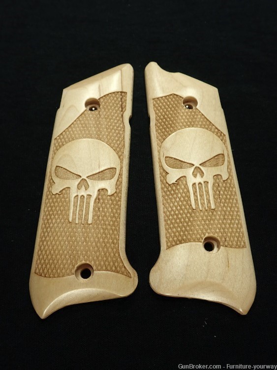 -Maple Punisher #2 Ruger Mark IV Grips Checkered Engraved Textured-img-0