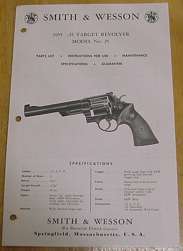 Smith & Wesson Model 25 Manual Parts List -img-0