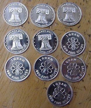 Lot of 10  1gram Mini Silver Liberty Bell Coins-img-0