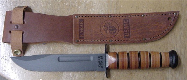 KaBar Leather Handle USMC Knife  1217 -img-0