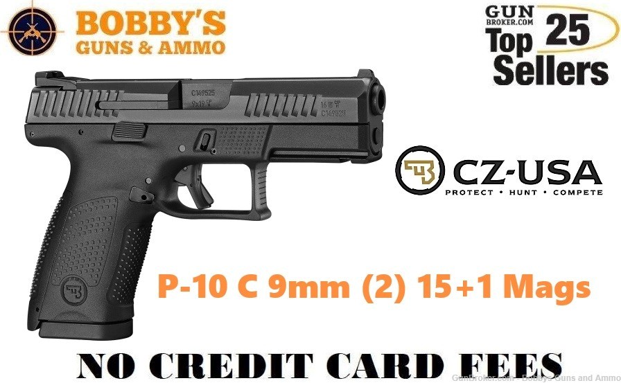 CZ-USA 91531 P-10 C 9mm (2) 15+1 Mags 4.02" "NO CREDIT CARD FEE"-img-0