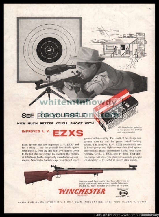 1954 WNCHESTER Model 52 Small Bore Match Rifle w/EZXS Ammunition PRINT AD-img-0