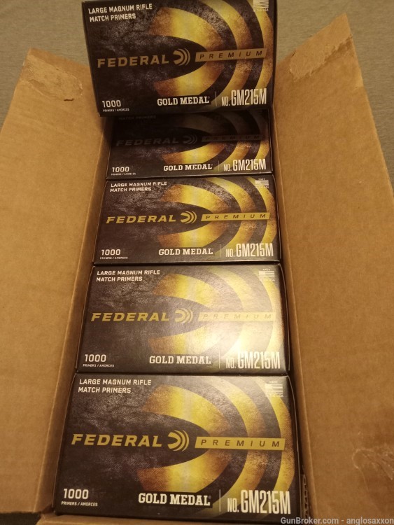 5000 GM215M FEDERAL GOLD MEDAL,LARGE MAGNUM RIFLE MATCH PRIMERS, NO CC FEE!-img-0