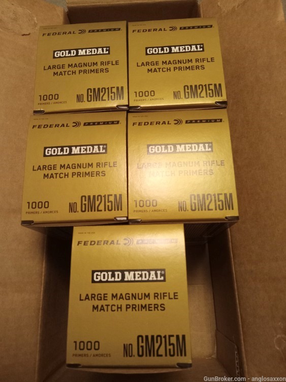 5000 GM215M FEDERAL GOLD MEDAL,LARGE MAGNUM RIFLE MATCH PRIMERS, NO CC FEE!-img-1