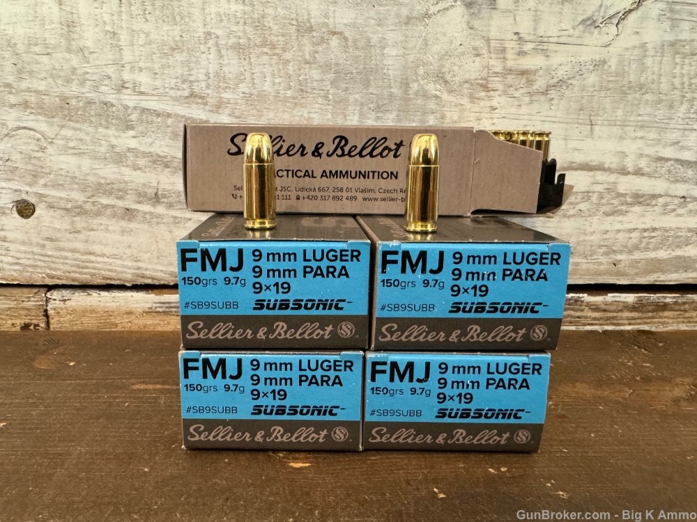 9mm Subsonic S&B 150 Grain 9MM LUGER suppressor ammo 250 Rounds No CC Fees-img-0