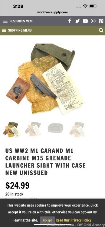 WW2 M1 GARAND & M1 CARBINE BRICK OF 50 SIGHTS, GRENADE LAUNCHER M15!-img-7