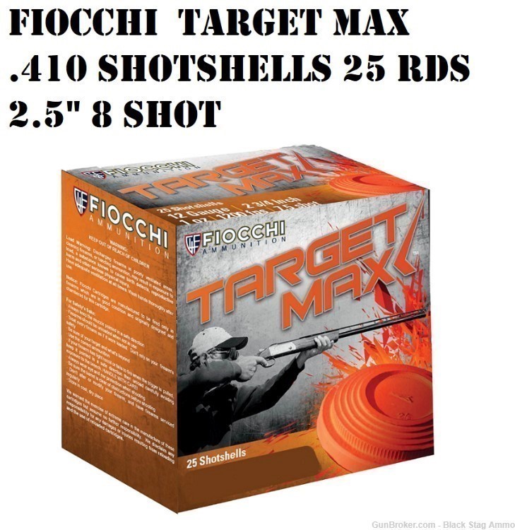 25 rds .410 Fiocchi #8 shot Target Max .5oz   2.5in 410-img-0