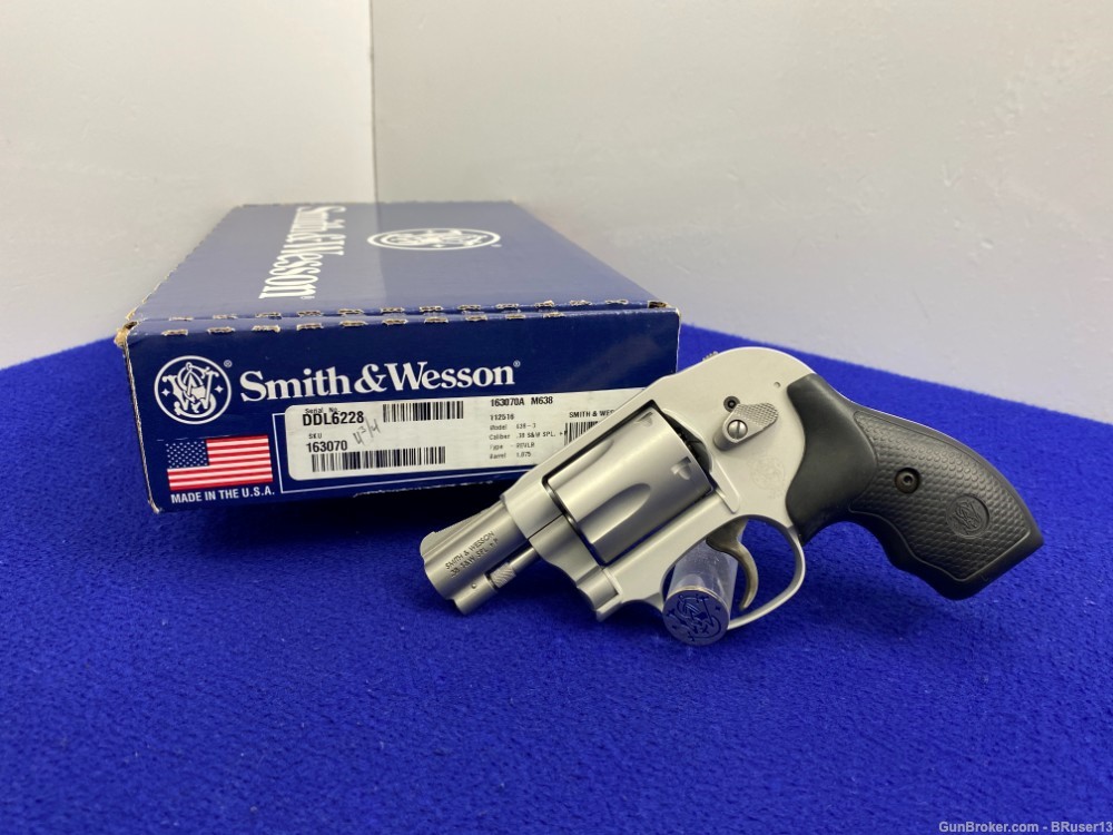 Smith Wesson 638-3 .38spl+P Stainless *SNUB-NOSED "BODYGUARD" REVOLVER*-img-2