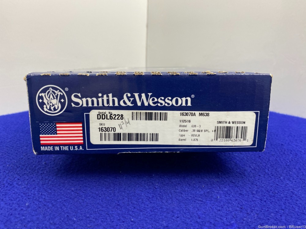 Smith Wesson 638-3 .38spl+P Stainless *SNUB-NOSED "BODYGUARD" REVOLVER*-img-3