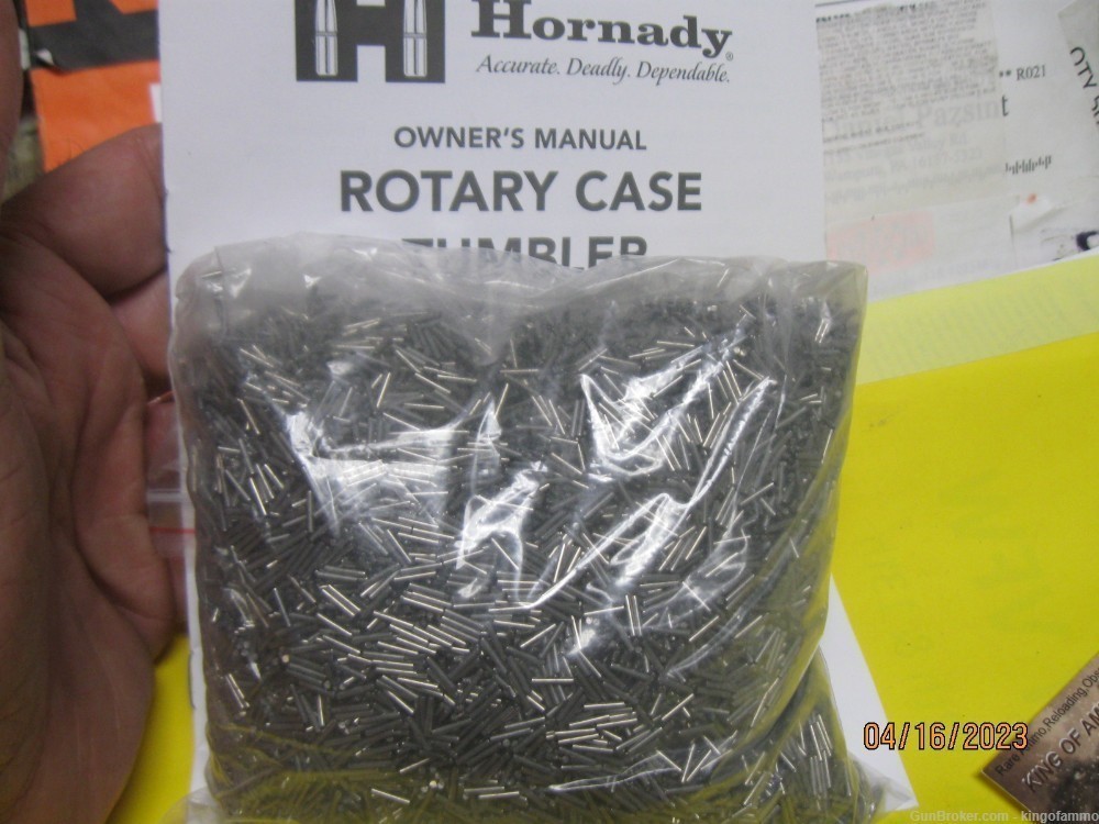 New HORNADY Reloading 5 LB Stainless Steel Pins Media Rotary Brass Cleaning-img-0