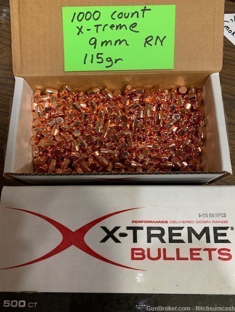 1000 Count Xtreme 9mm 115gr RN bullets for reloading-img-0