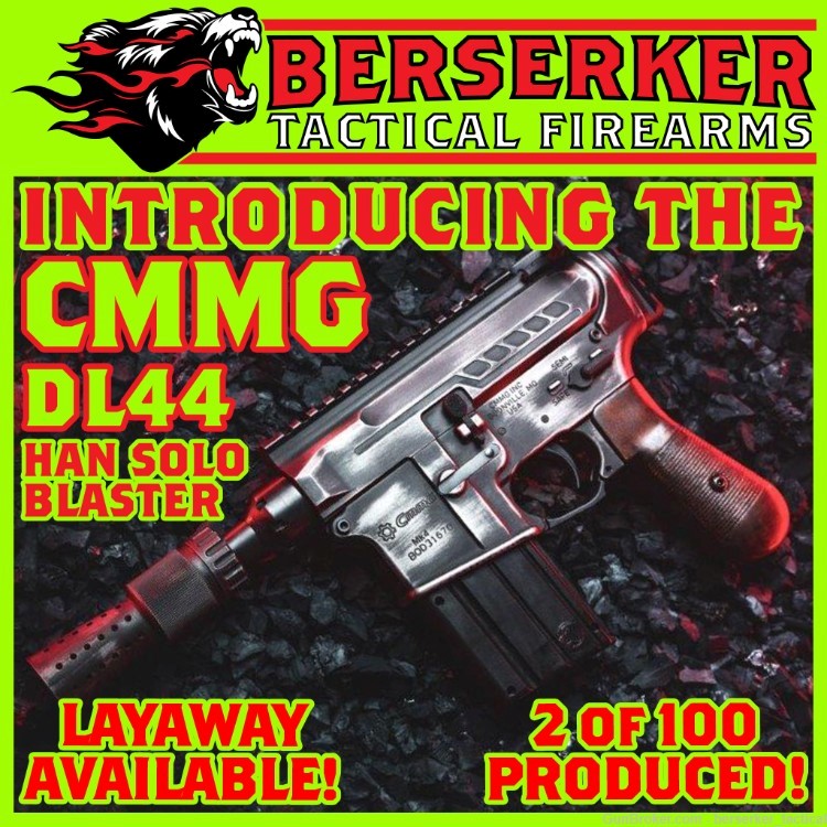 2 CONSEC SERIAL NUMS! CMMG DL44 DL-44 Han Solo Blaster 22LR 4.5" 2/100 made-img-0