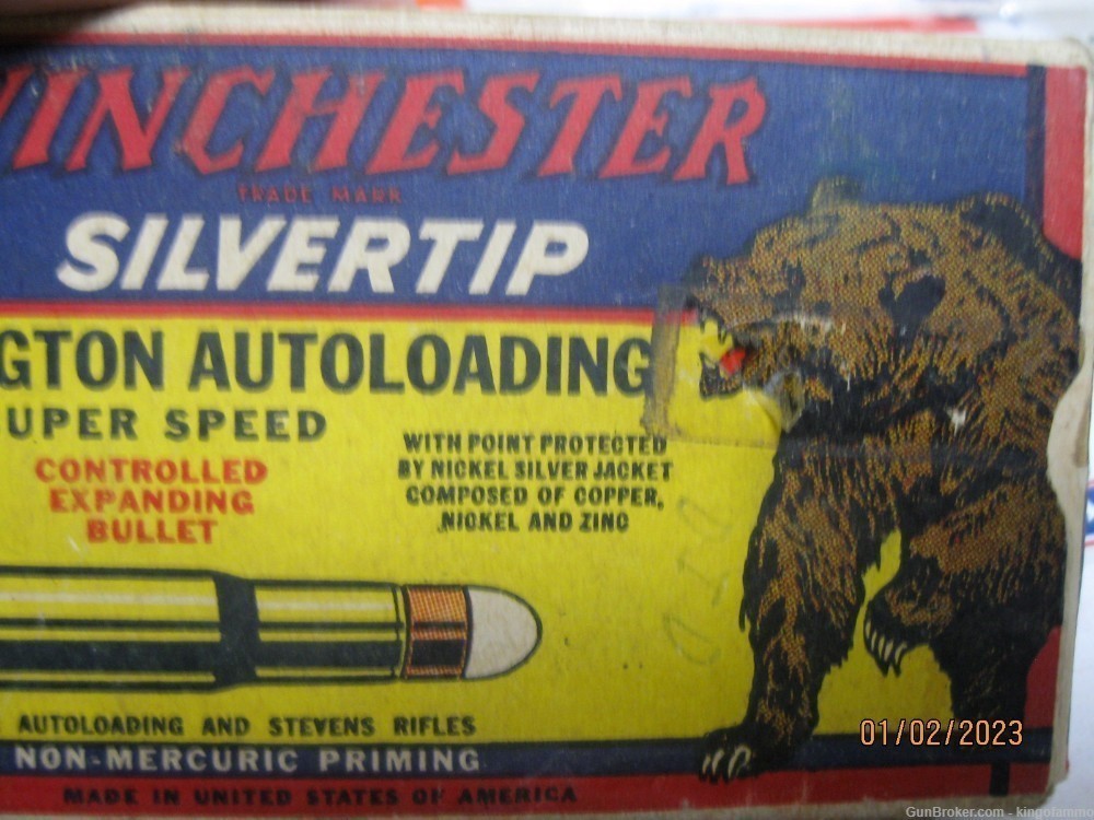 Exc Scarce Winchester BEAR Box 32 Remington 170gr SuperSpeed SILVERTIP Ammo-img-4